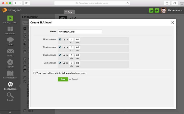 如何创建SLA级别并定义所需操作