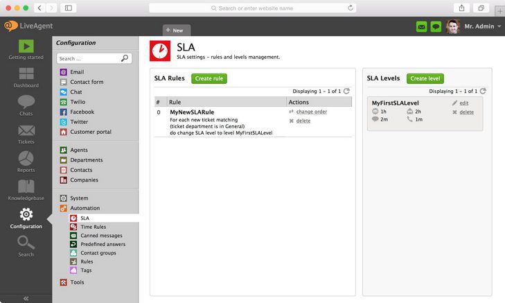 图像显示在LiveAgent中查找SLA设置的位置