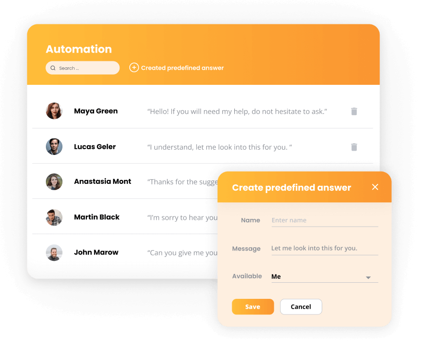 Live Agent的自动化 - 预定义答案
