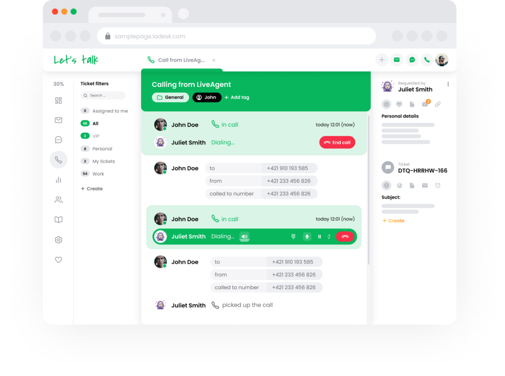 LiveAgent呼叫中心支持 - 模型