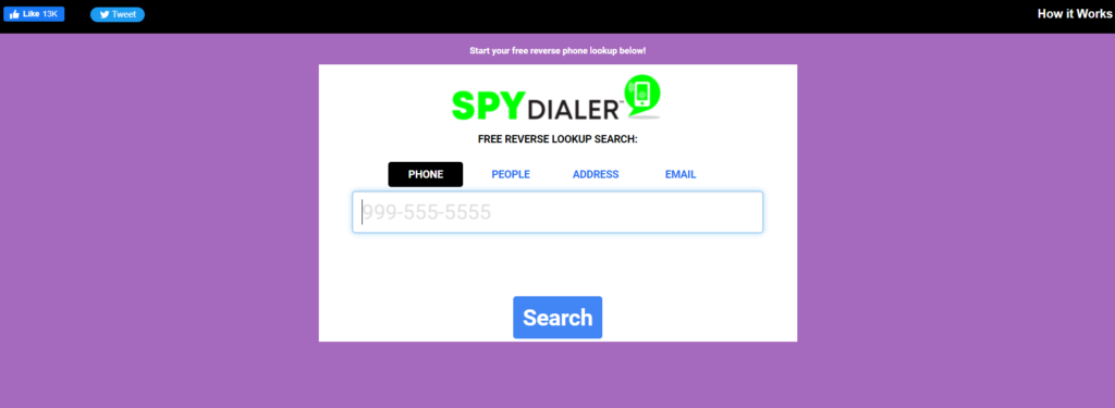 Spy Dialer homepage