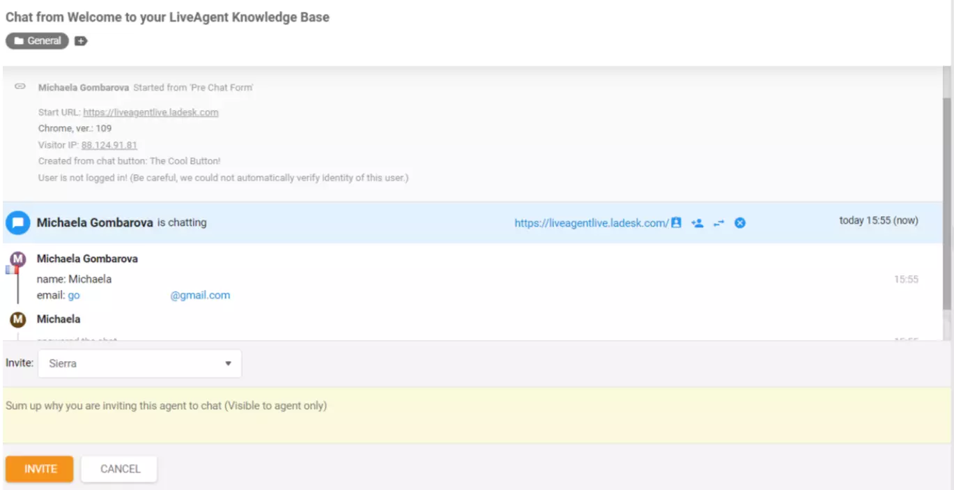 LiveAgent代理被邀请加入聊天