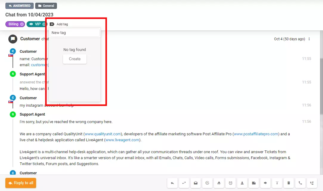 图像显示如何直接在工单内创建新标签