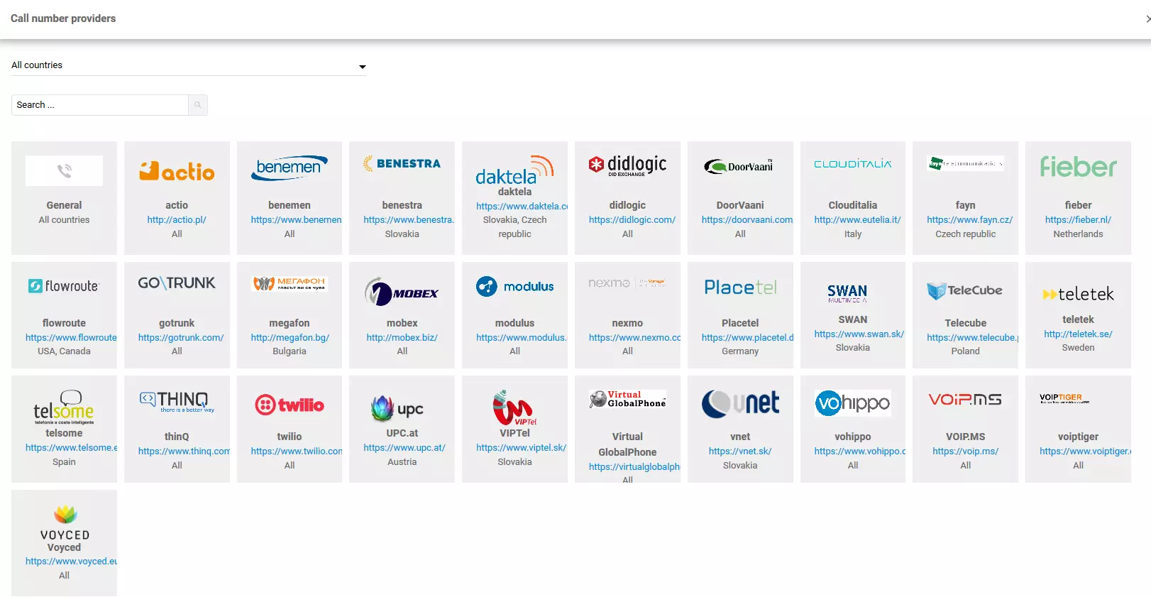 VOIP providers selection