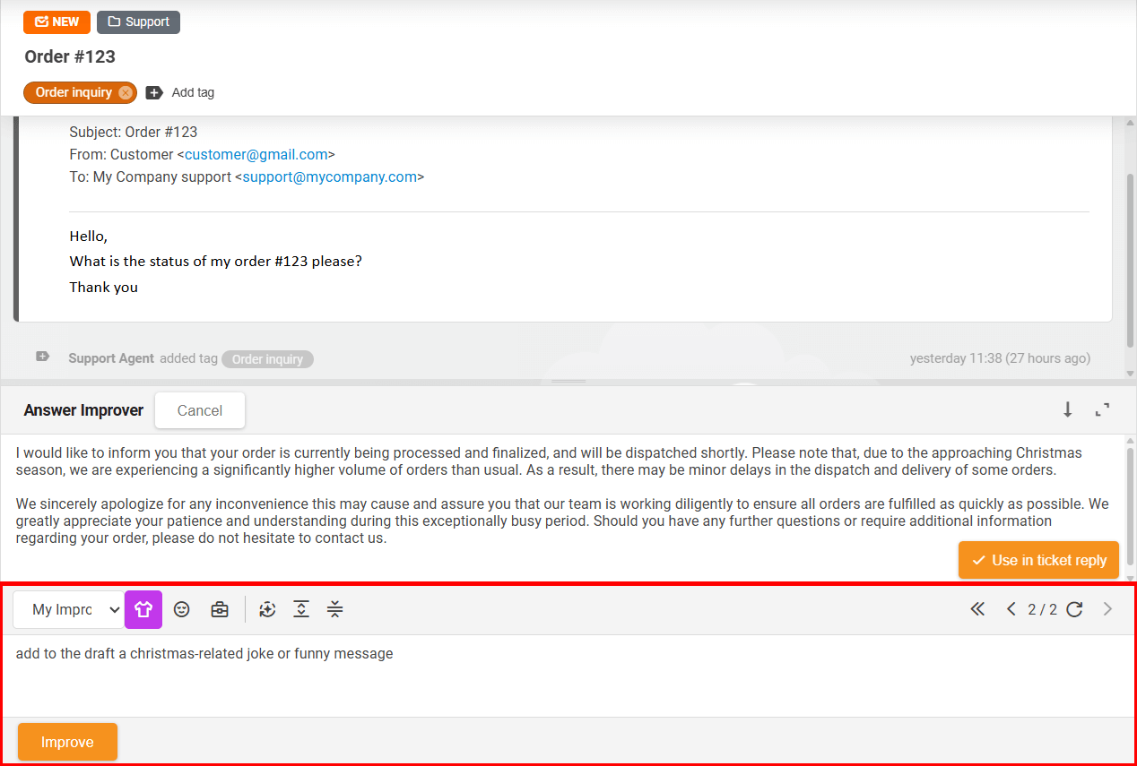 Editing replies with Answer Composer