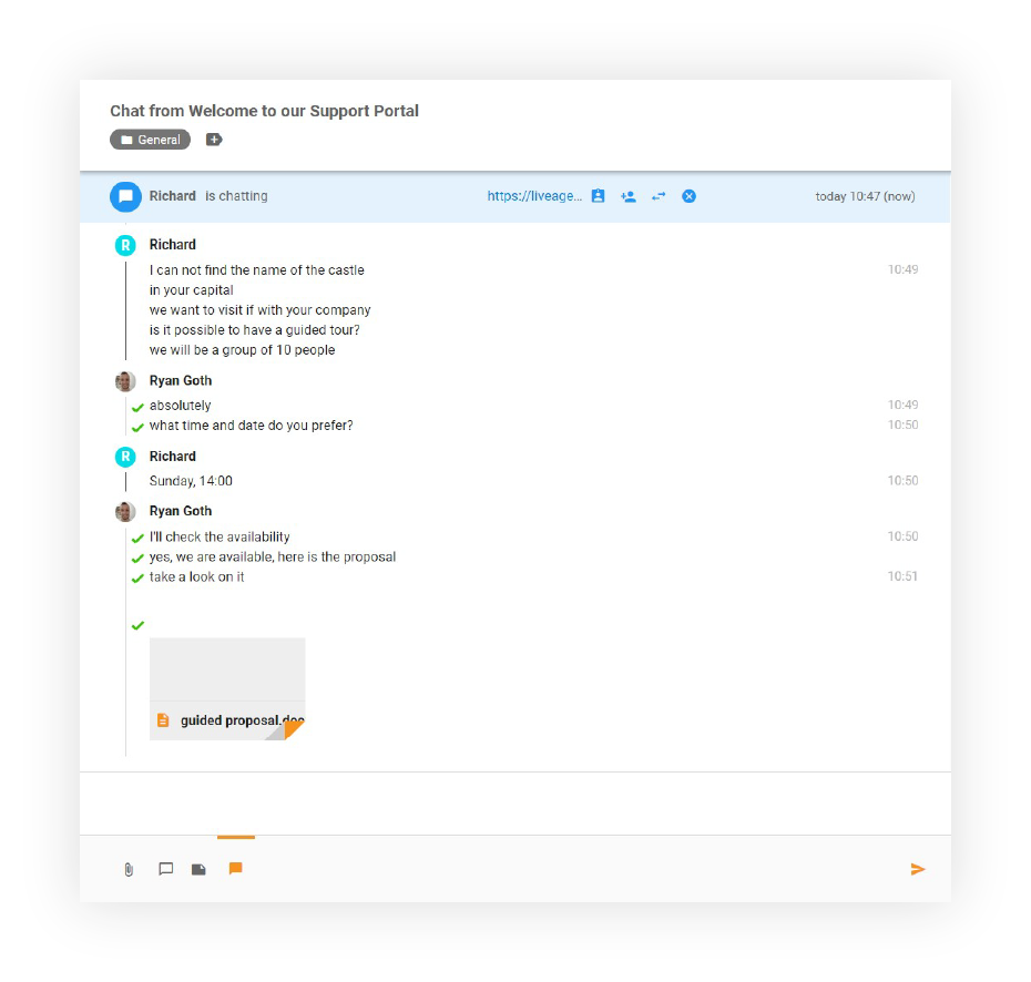 实时聊天中的附件