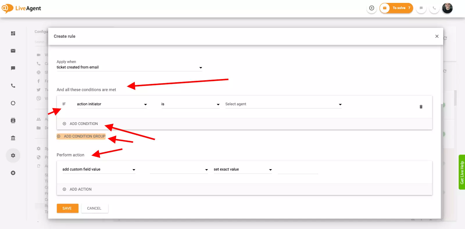 LiveAgent中的自动化设置