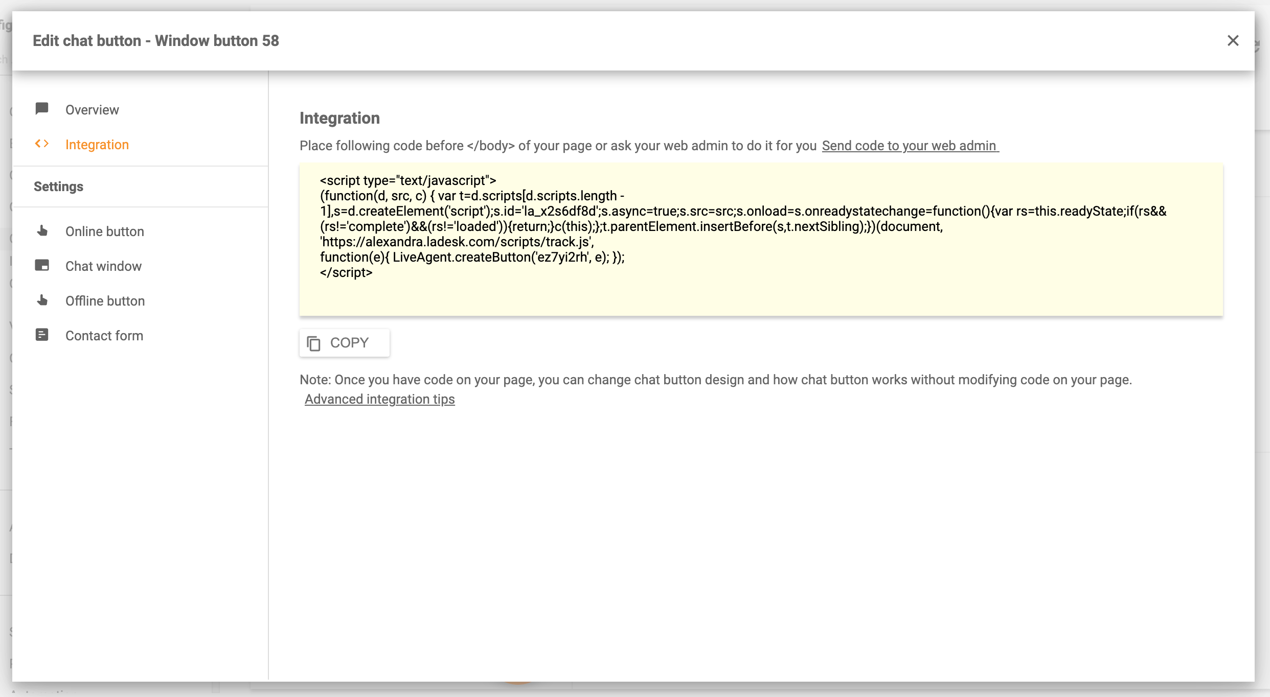 将聊天嵌入网站 - LiveAgent