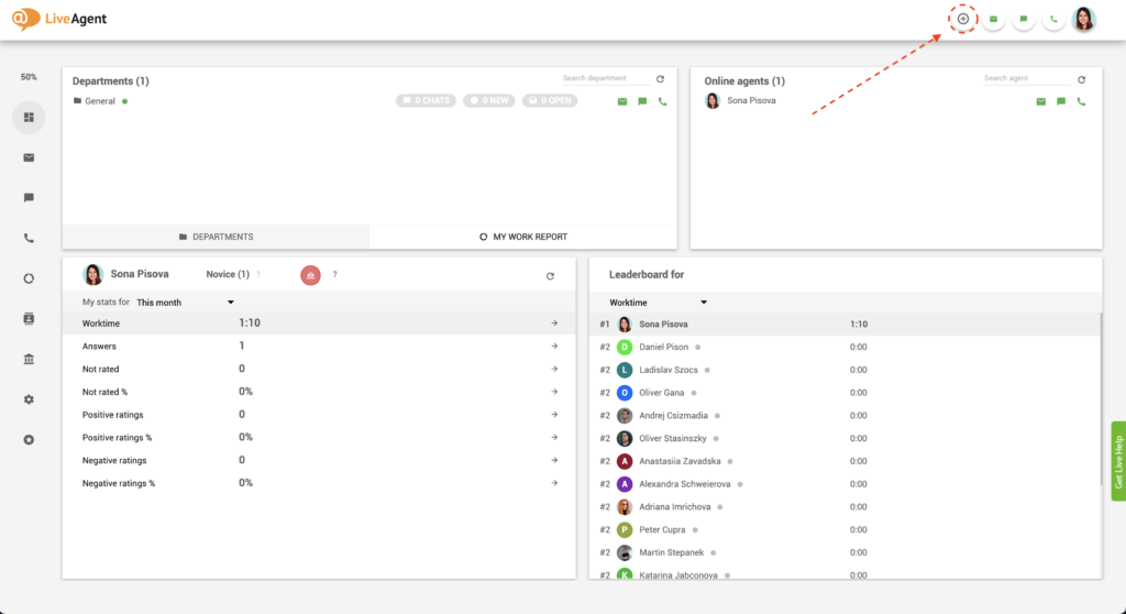 Click plus button in LiveAgent