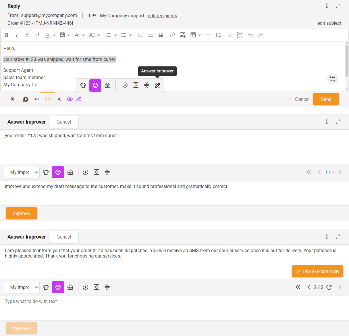 AI Answer Composer起草帮助台回复