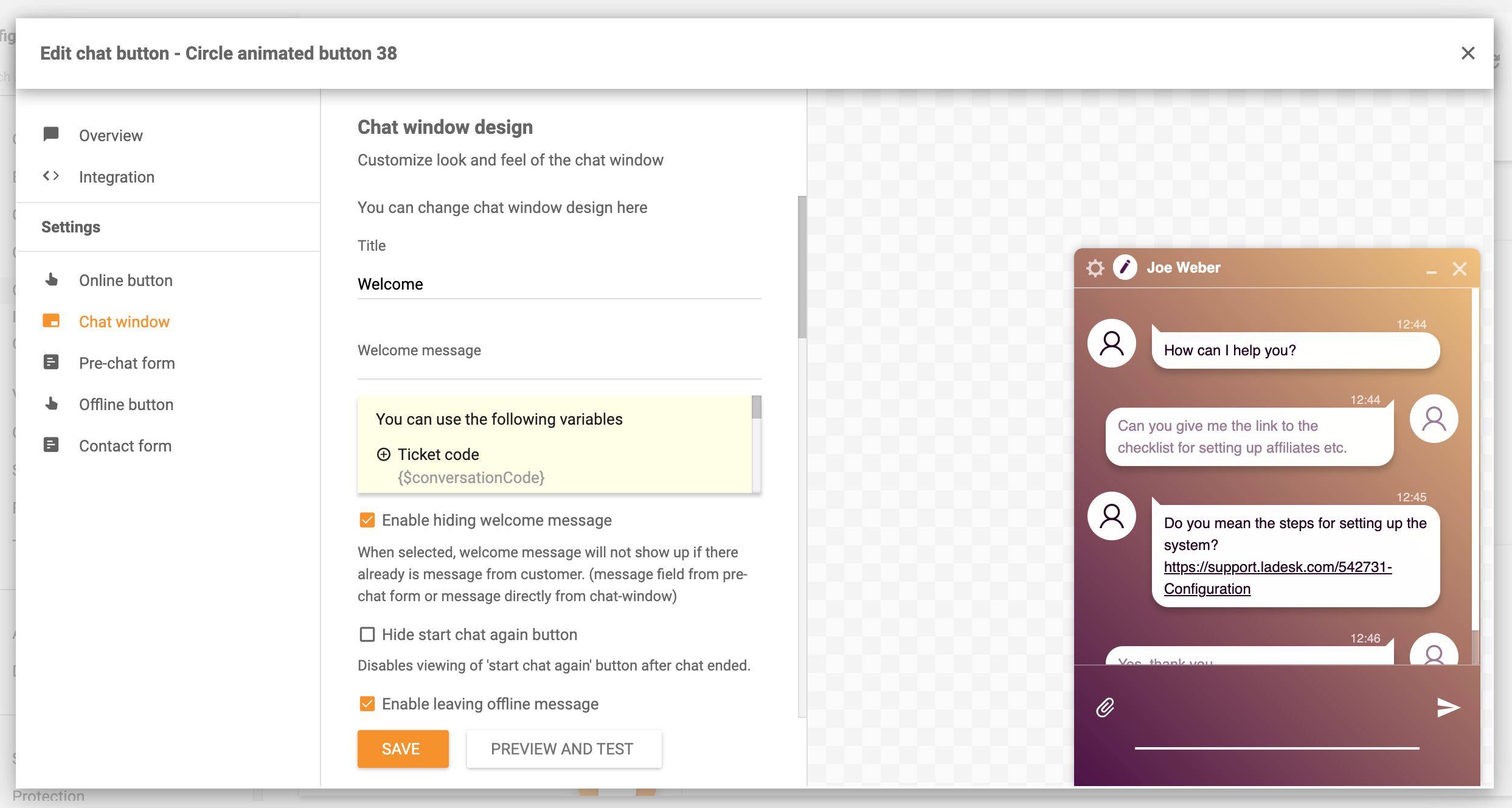 在LiveAgent中设计您的实时聊天