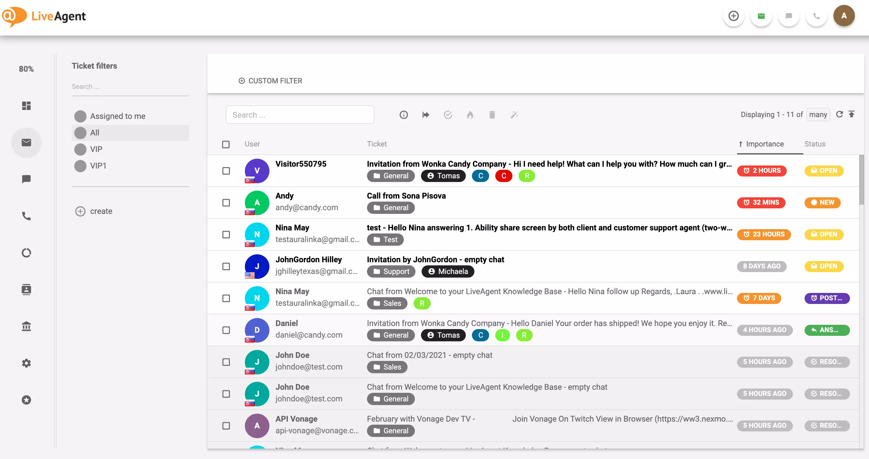 LiveAgent tickets example