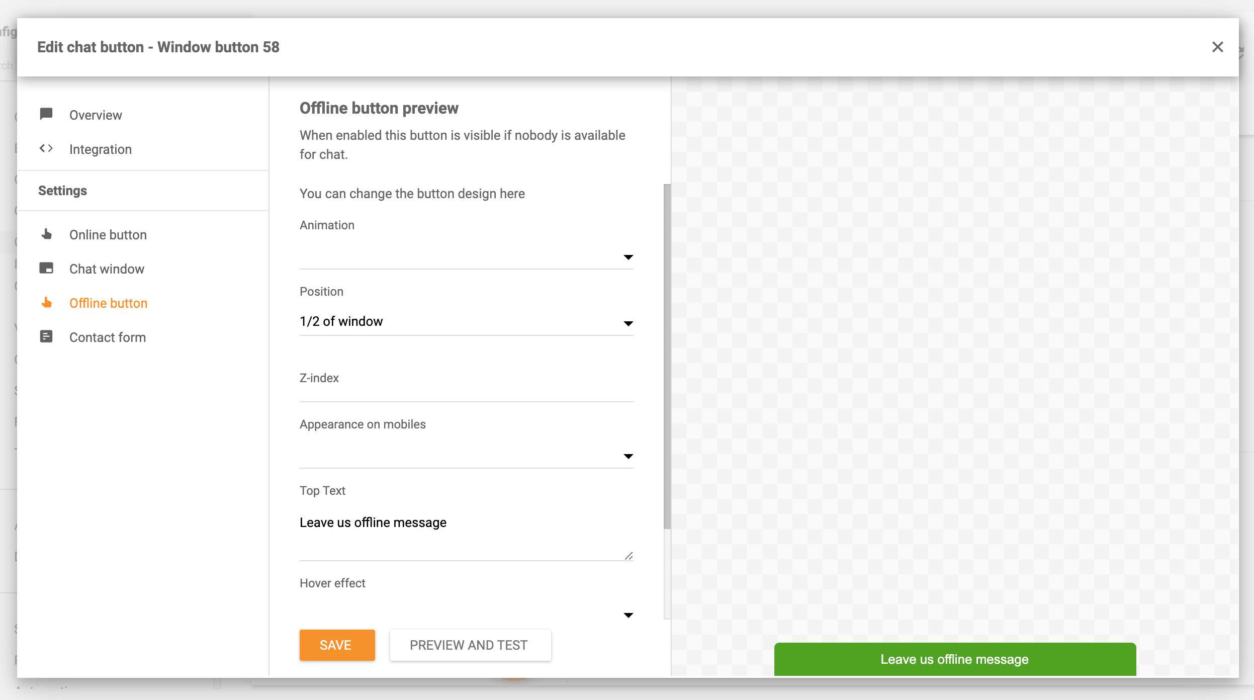 离线聊天按钮设置 LiveAgent