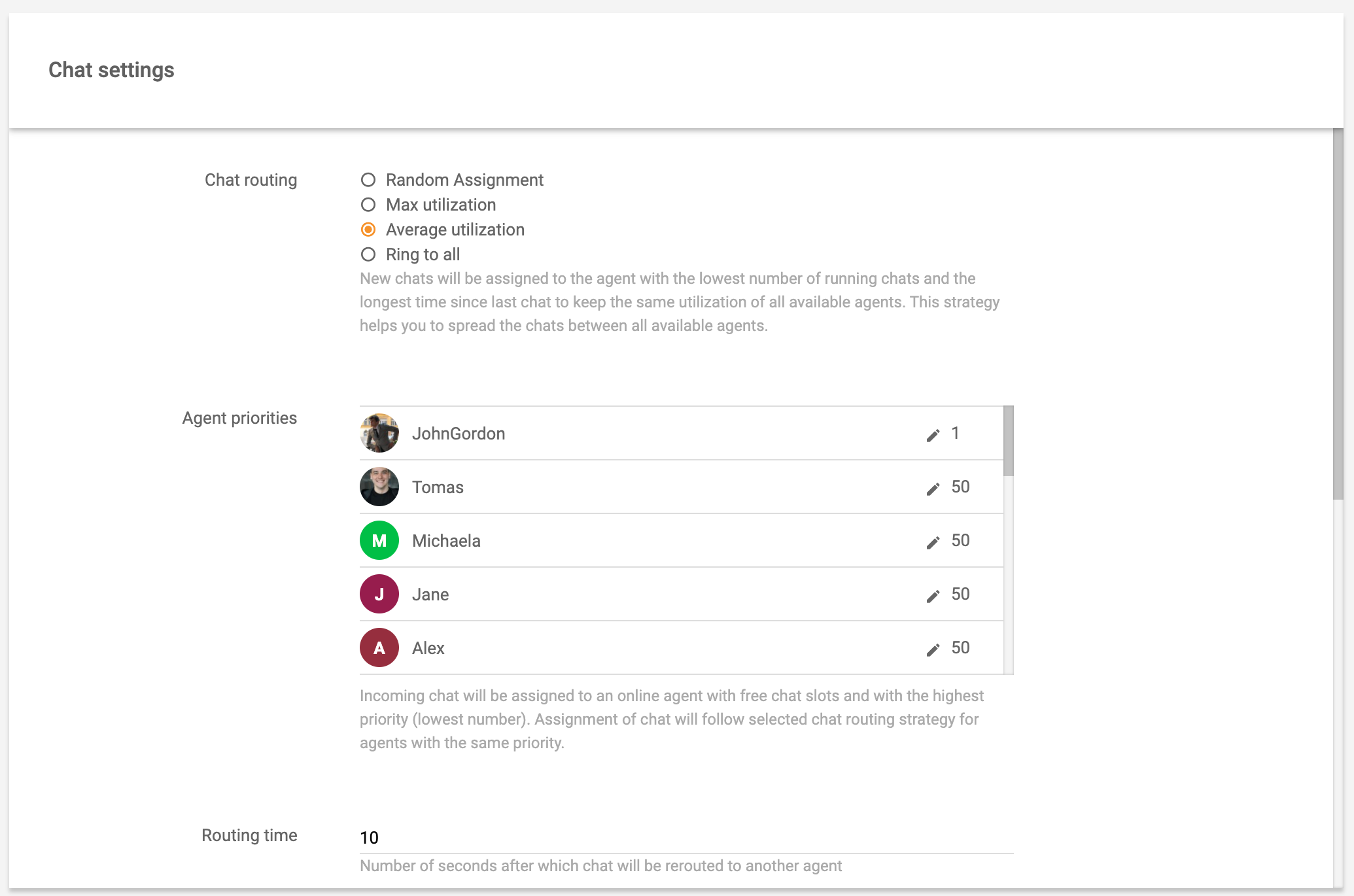实时聊天设置路由LiveAgent