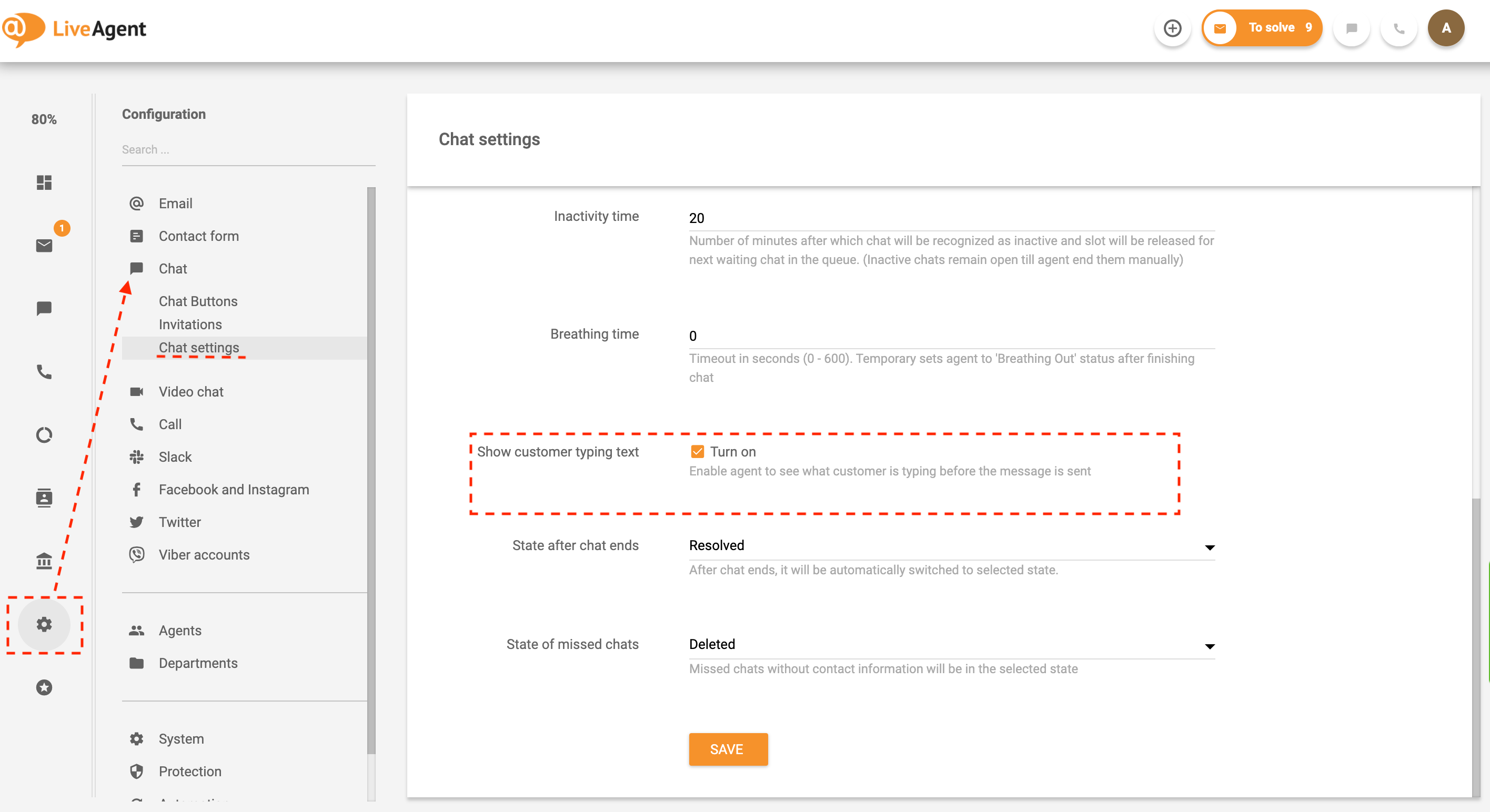 LiveAgent中的实时输入预览设置