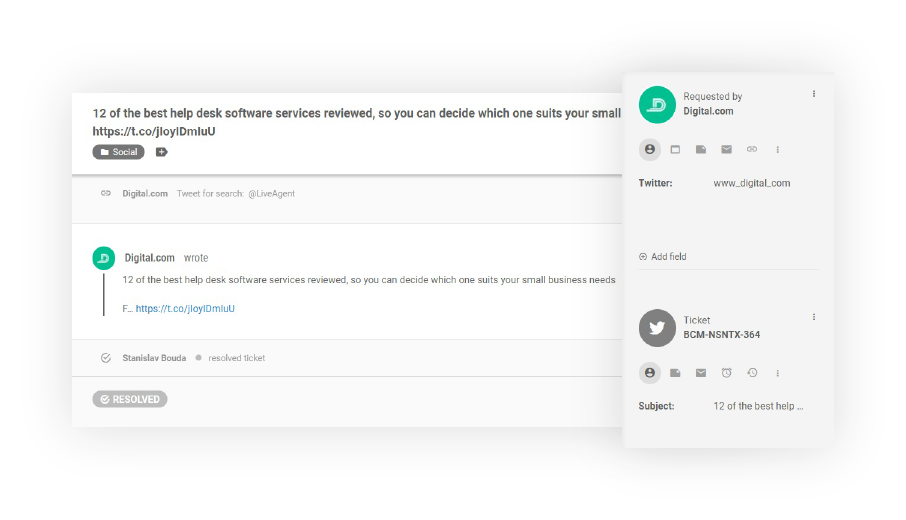 LiveAgent中的Twitter工单