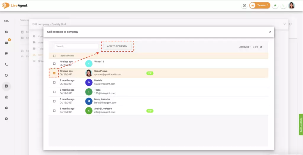 将联系人添加到公司