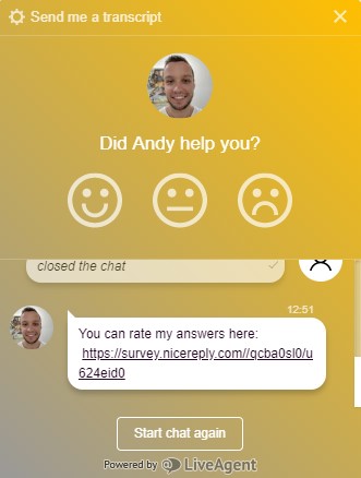 Agent rating in live chat