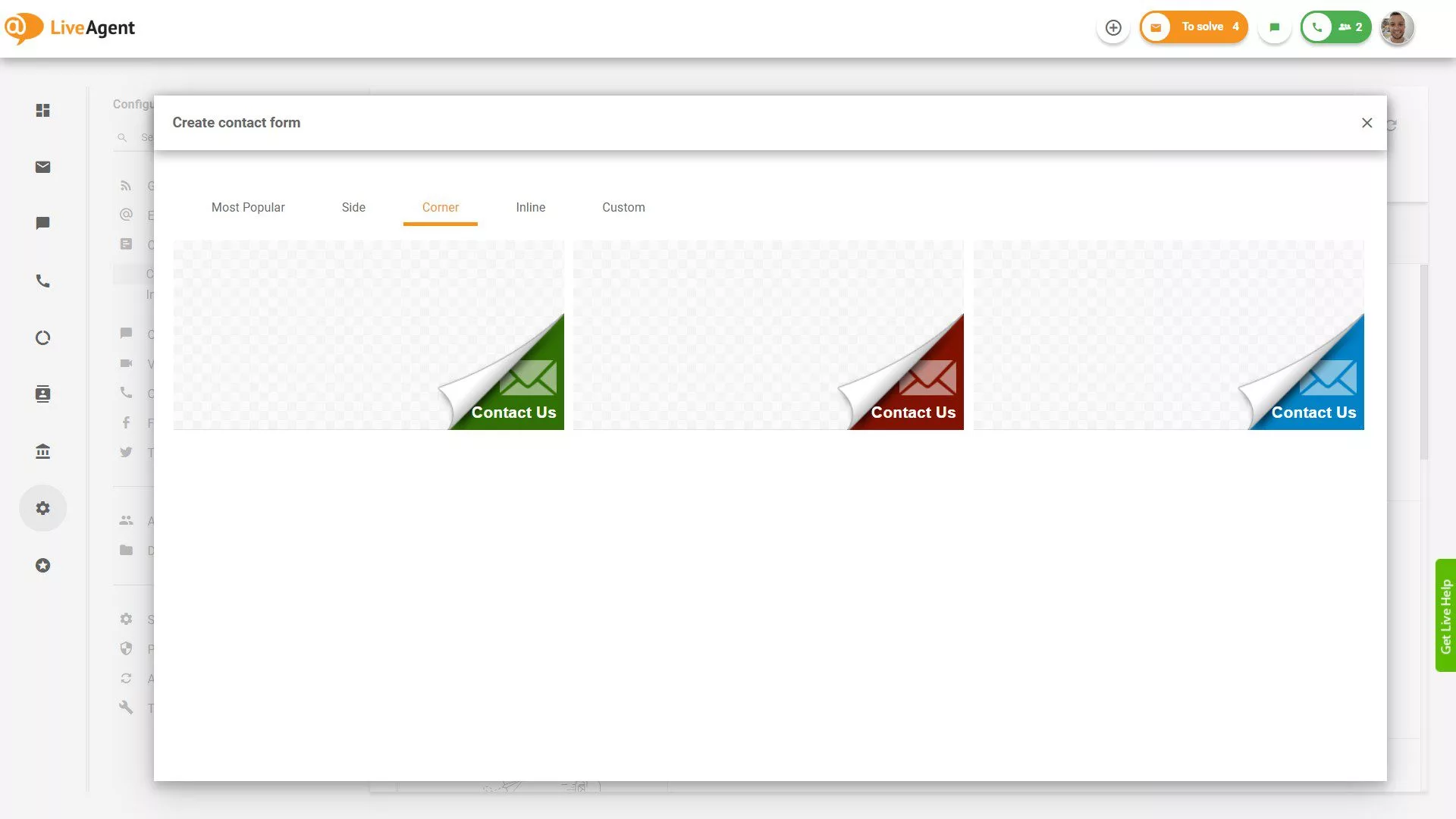 Corner Contact form button