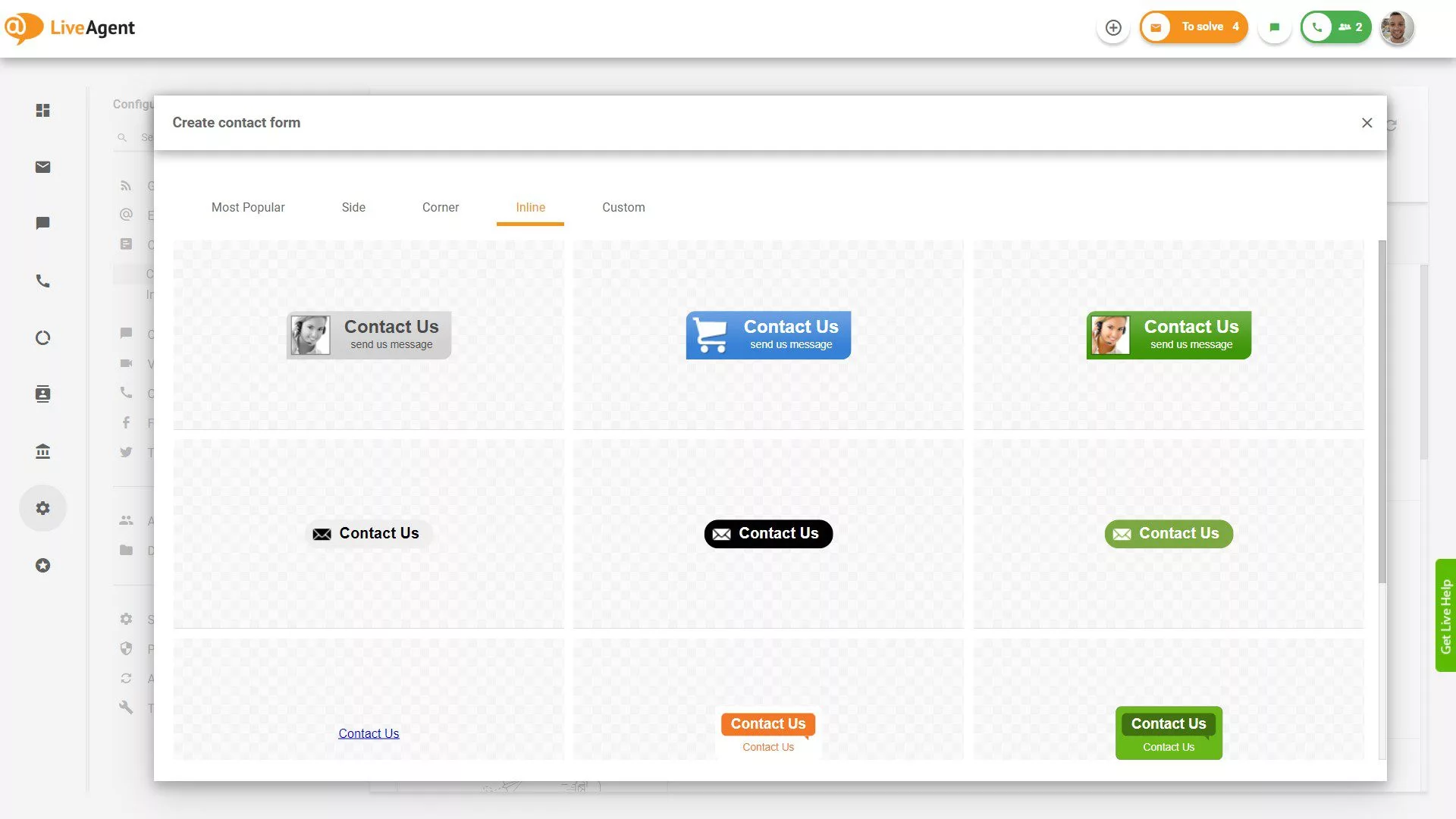Inline Contact form buttons