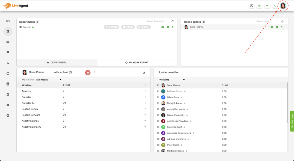 LiveAgent - 找到暂停按钮