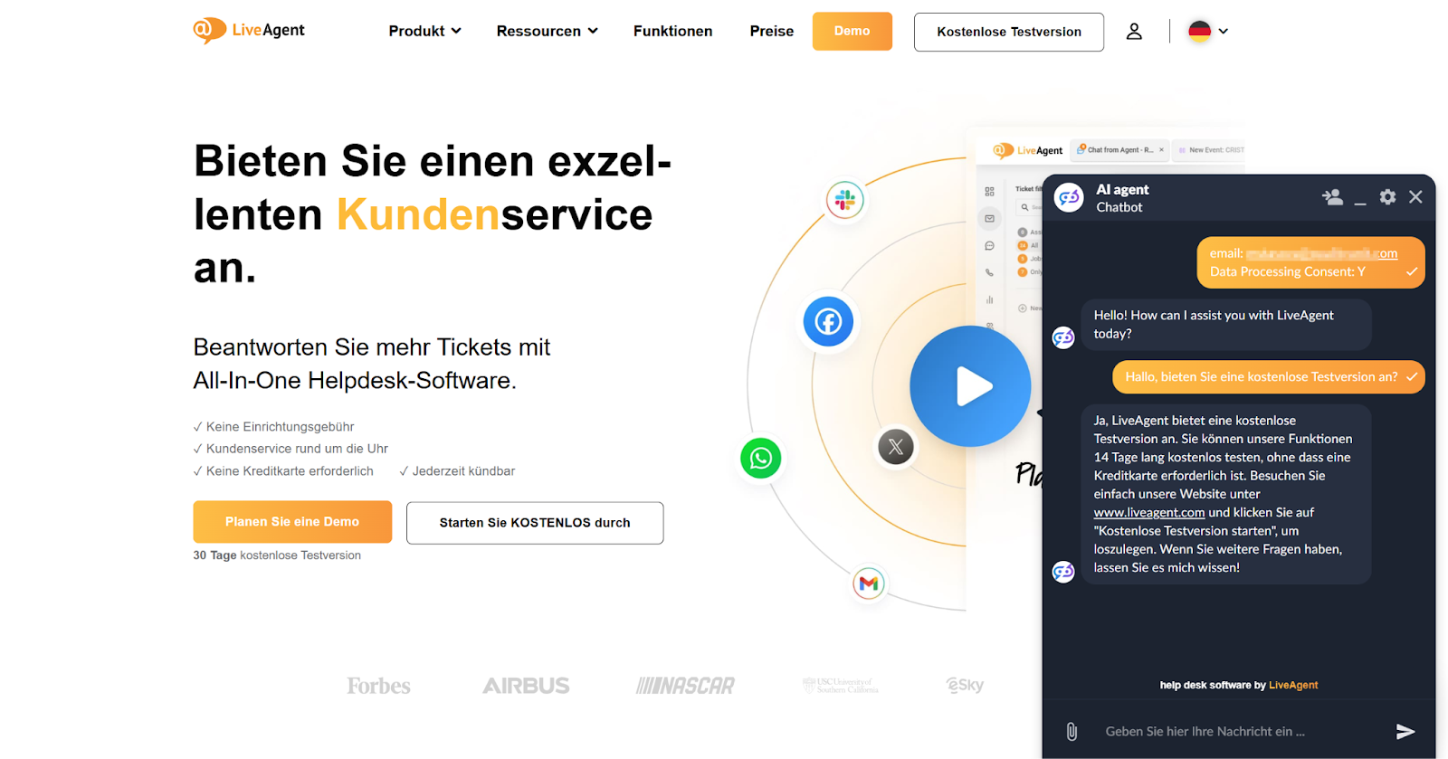具有多语言支持的LiveAgent聊天机器人