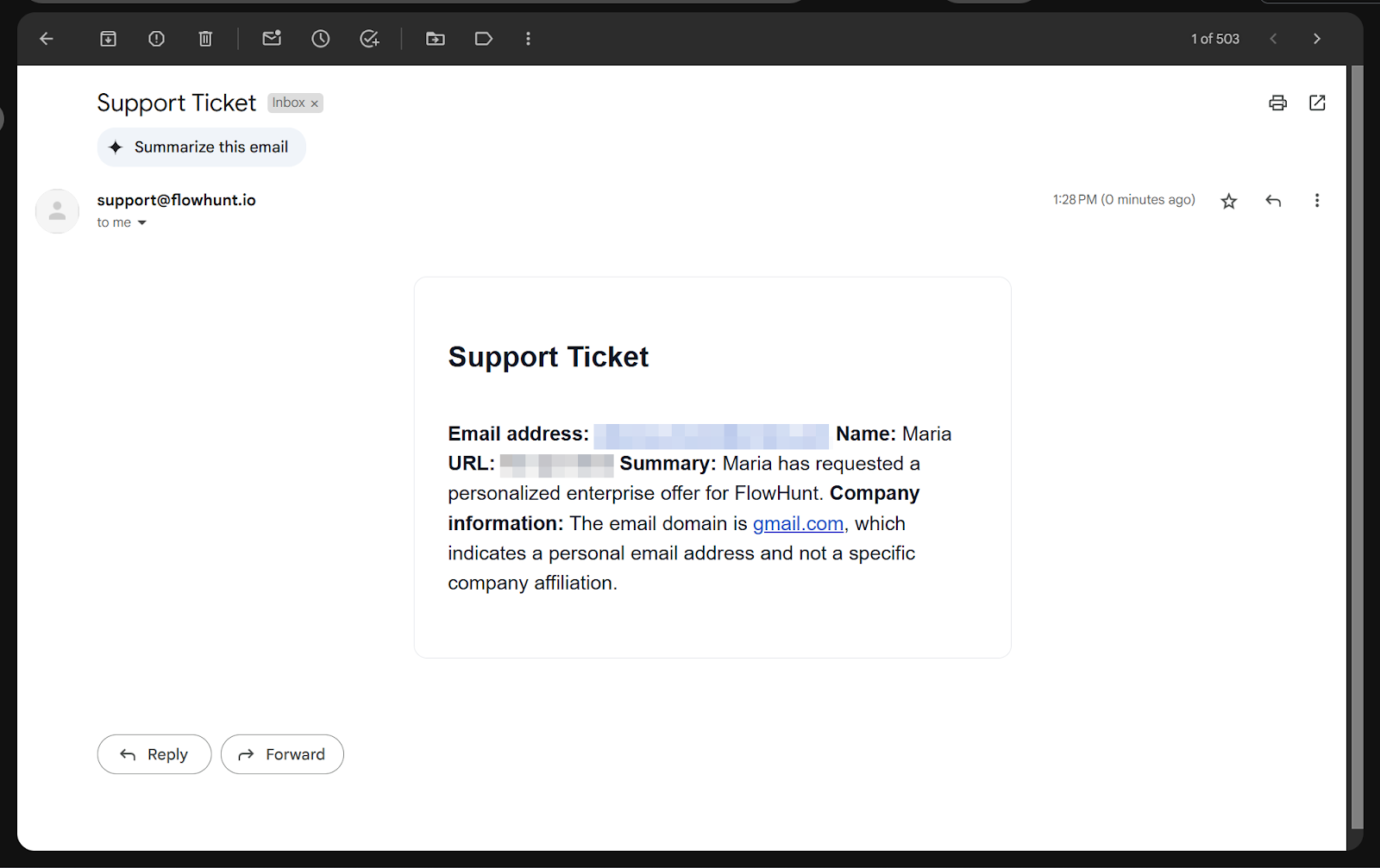 来自FlowHunt聊天机器人的线索通知