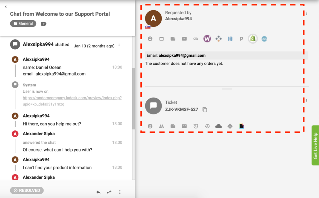 LiveAgent中激活的Shopify插件