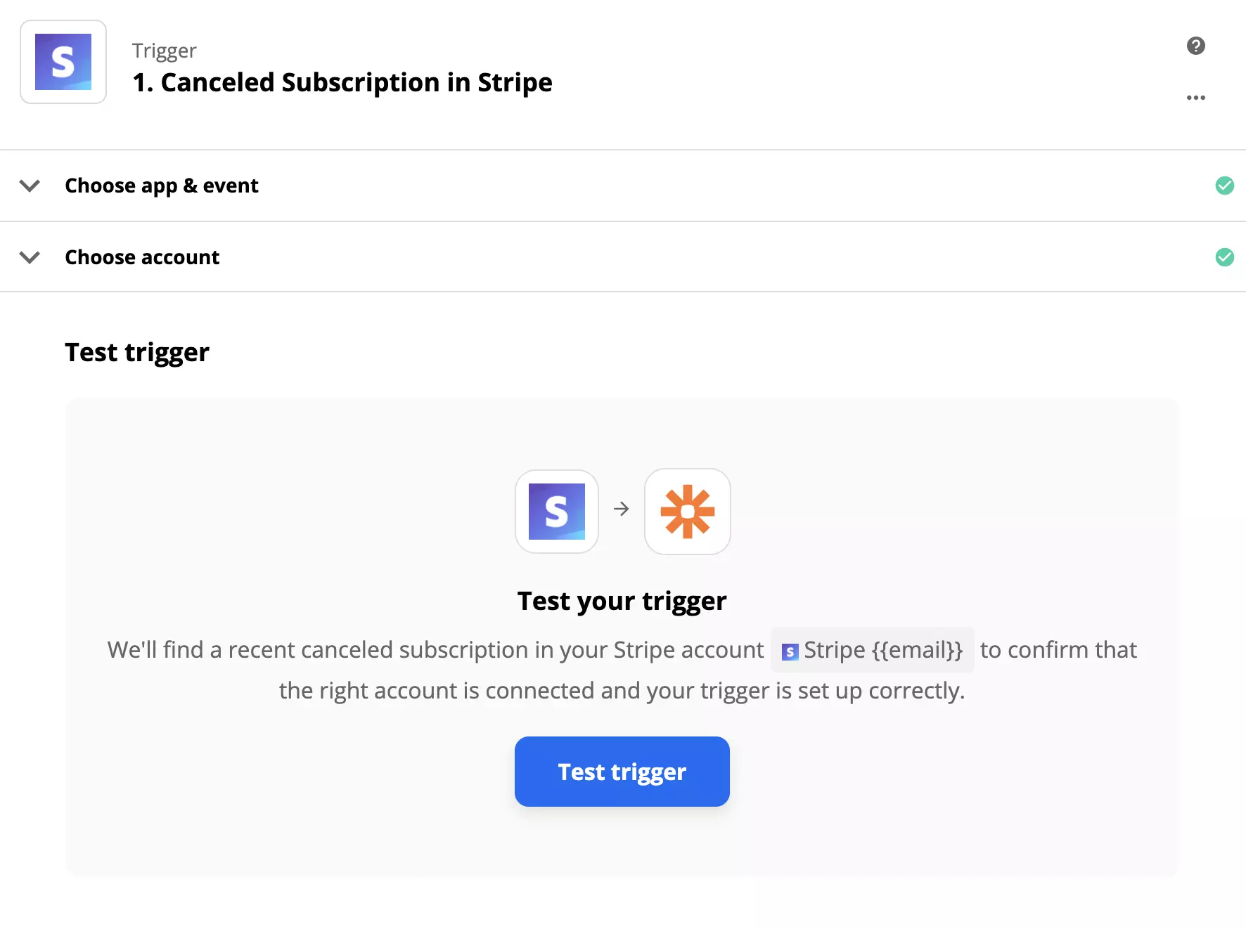 Zapier 上的 Stripe 触发器测试