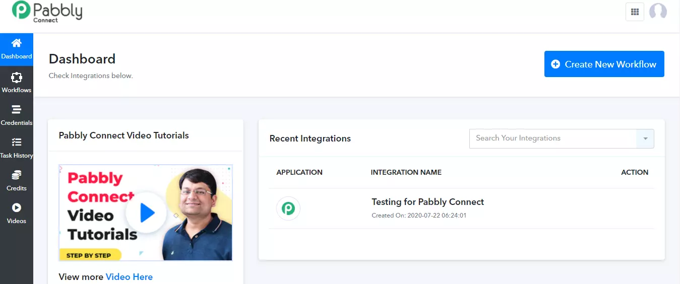 Pabbly Connect用户仪表板