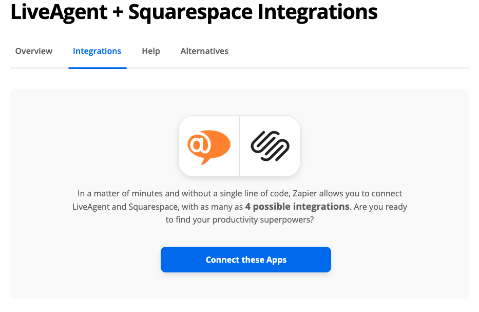 通过 Zapier 将 LiveAgent 与 Squarespace 连接