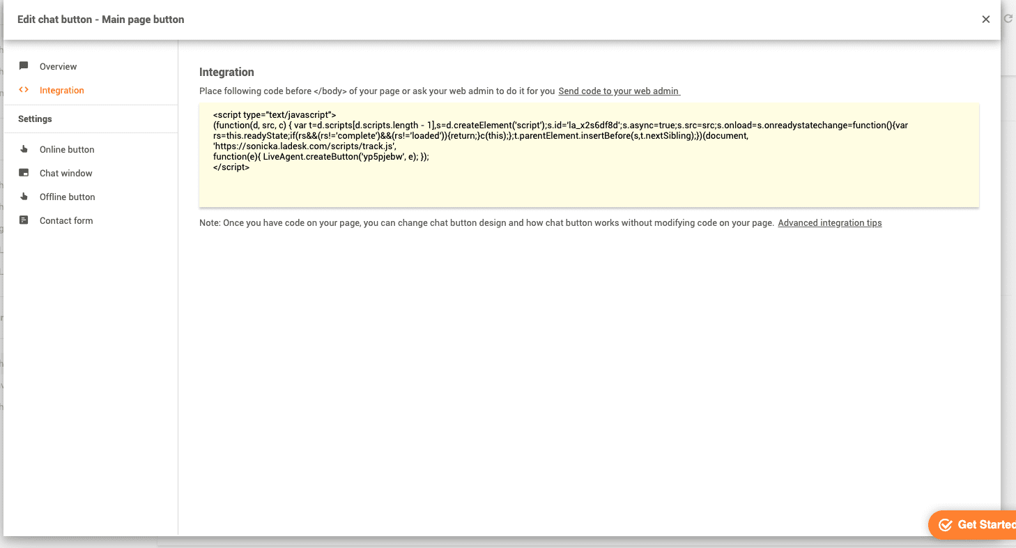 LiveAgent聊天按钮创建