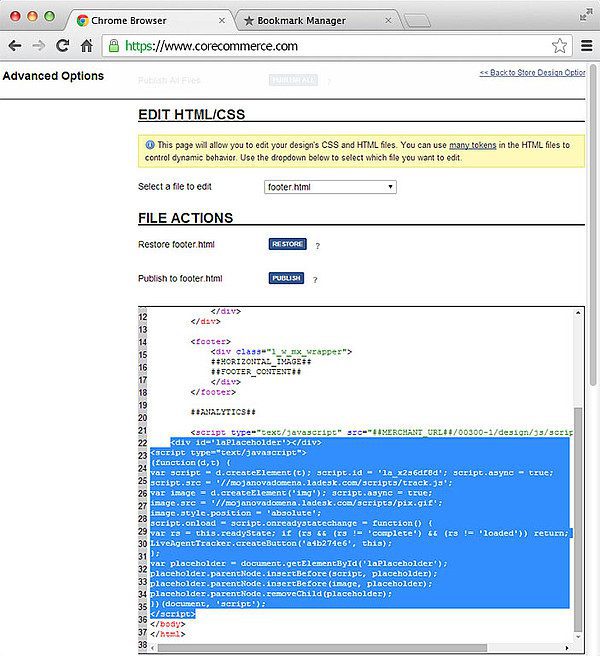 CoreCommerce LiveAgent 集成