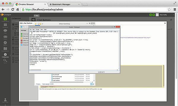 Prestashop LiveAgent集成 - 编辑页脚