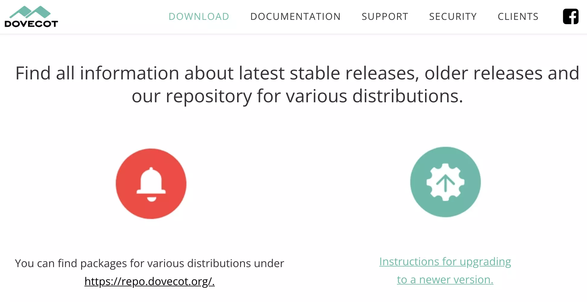 Dovecot网站,显示最新版本的可用下载