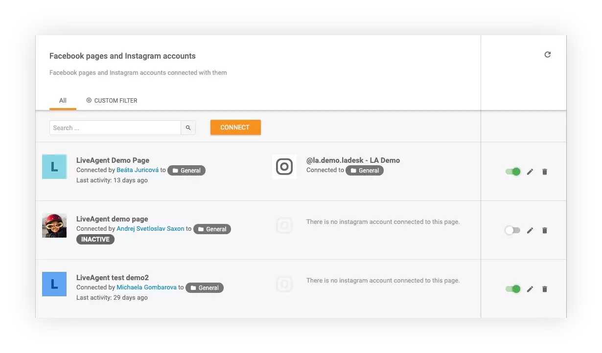 将Facebook和Instagram账户连接到LiveAgent