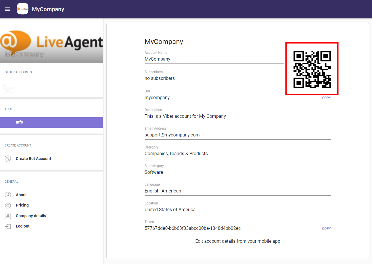 Where to find and copy the QR code for Viber integration