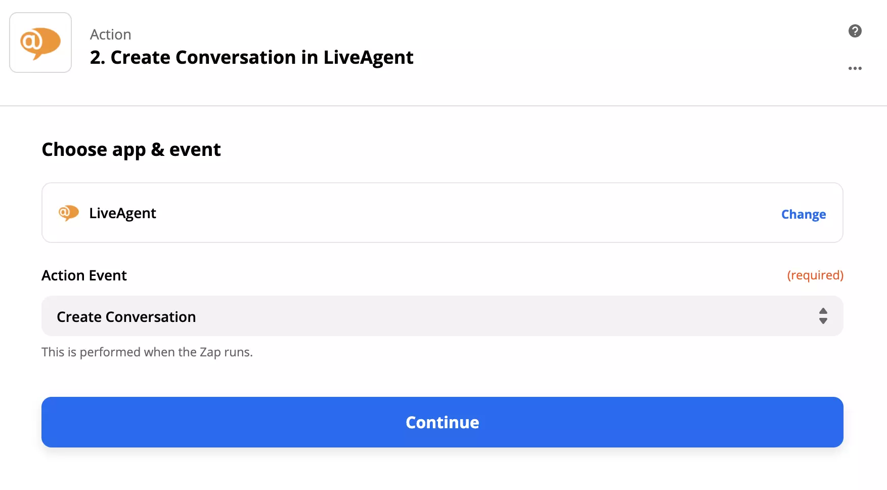 Zapier 中的 LiveAgent 操作配置