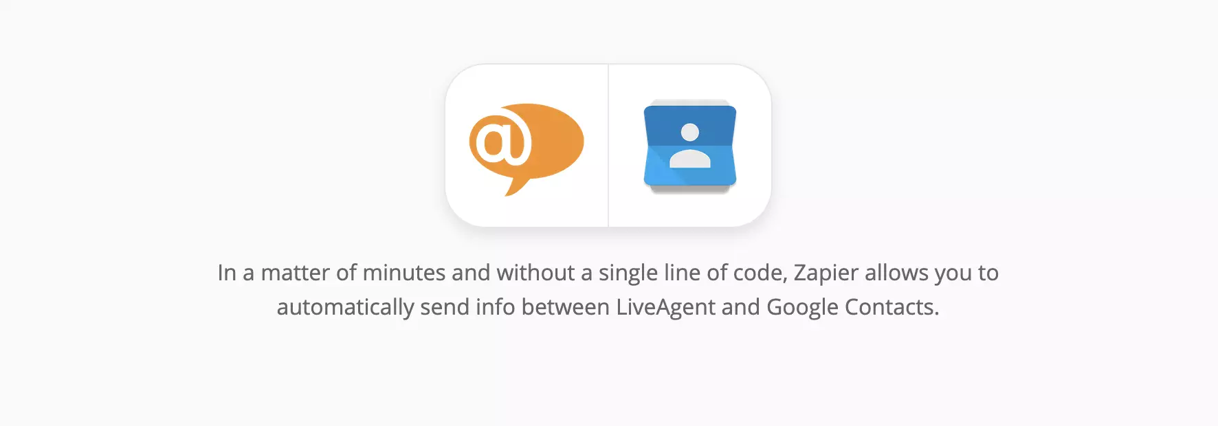Zapier上的LiveAgent和Google Contacts整合页面