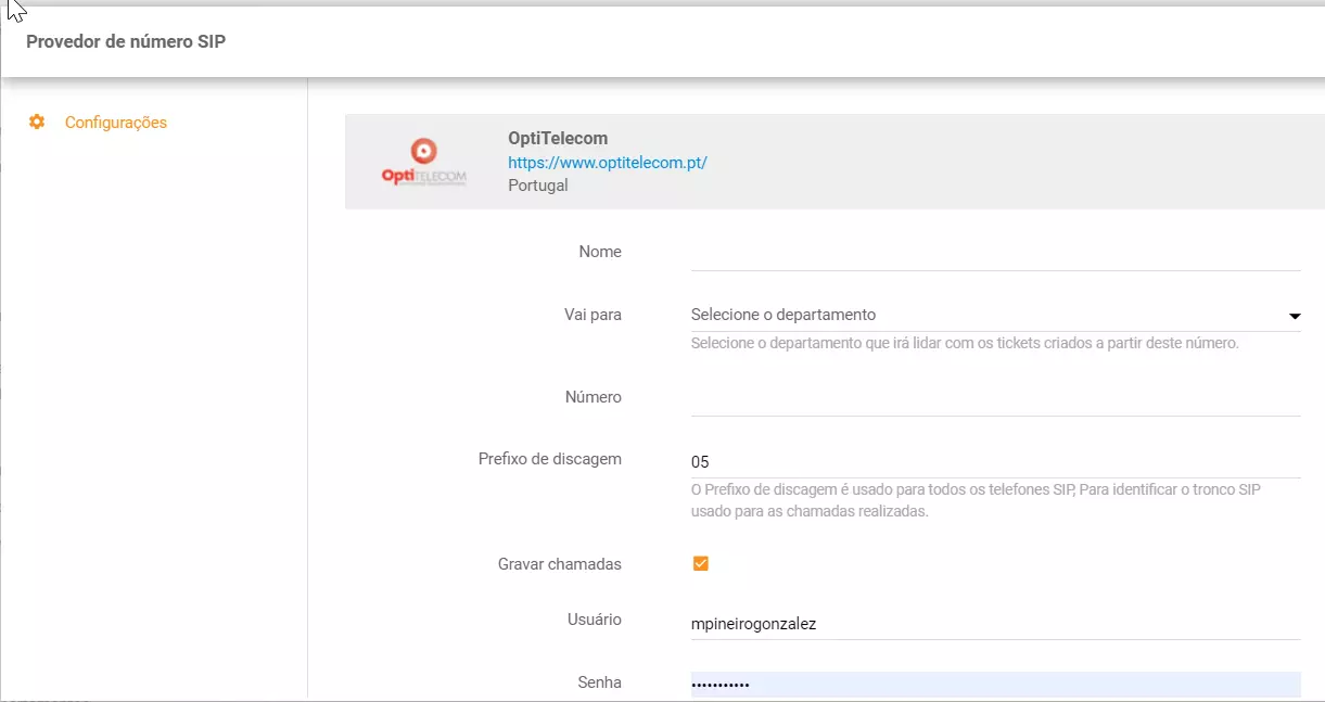 在LiveAgent中配置Yootel电话号码