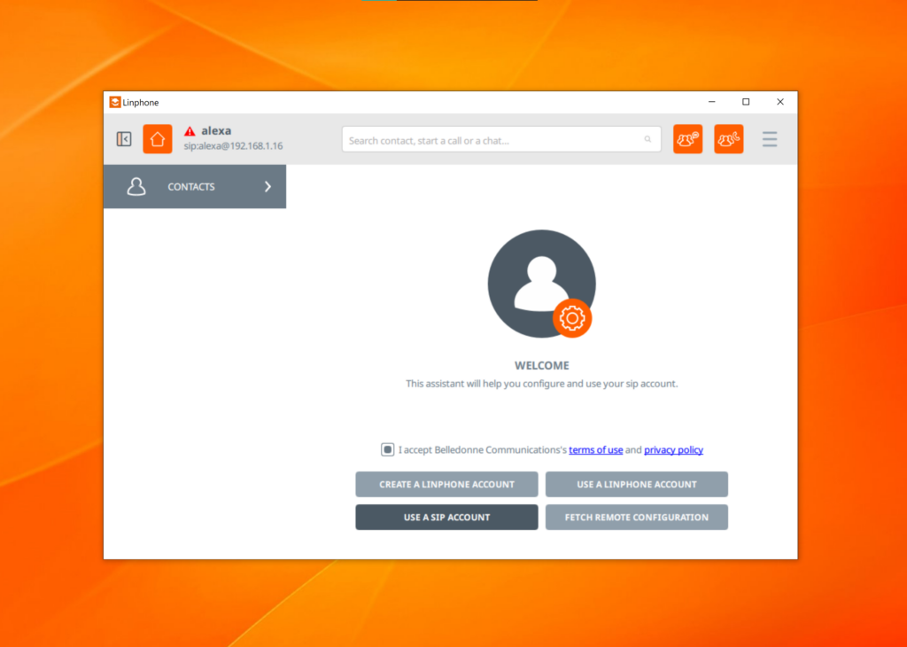 Linphone SIP configuration