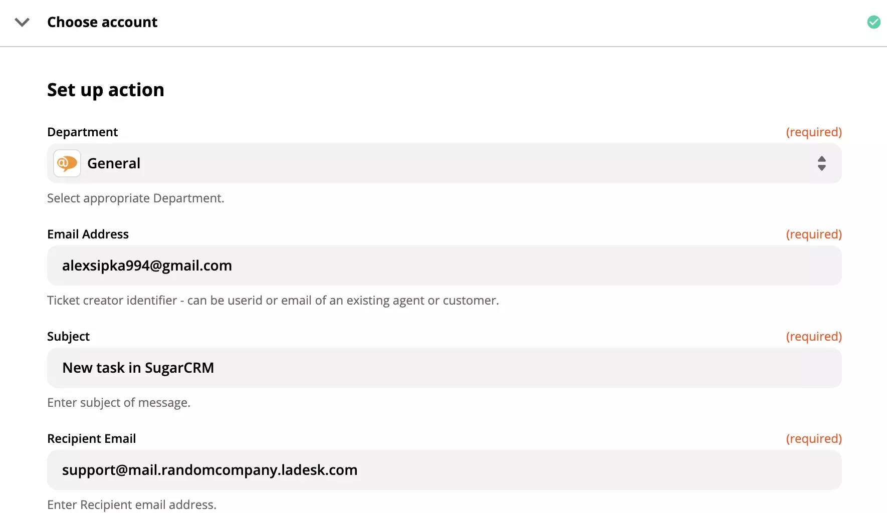 Zapier集成中的LiveAgent操作设置