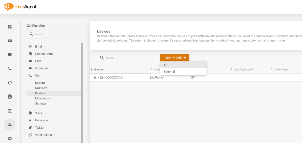 如何在LiveAgent配置中添加新的SIP电话