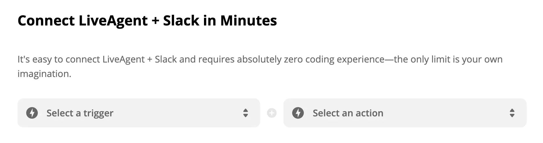 Zapier上的LiveAgent + Slack触发器和操作选择