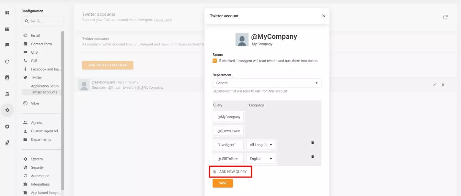 图像显示如何定义特定参数和自定义您想要转换为工单的推文（帖子）