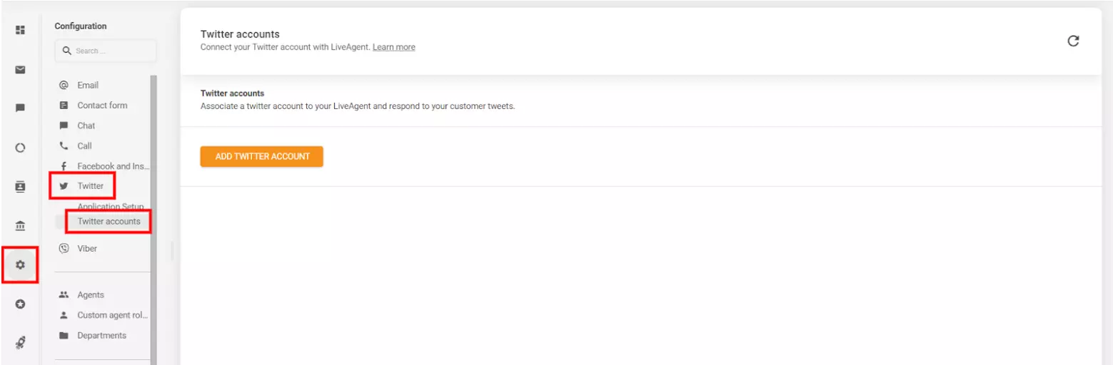 添加您想与LiveAgent集成的Twitter (X)账户