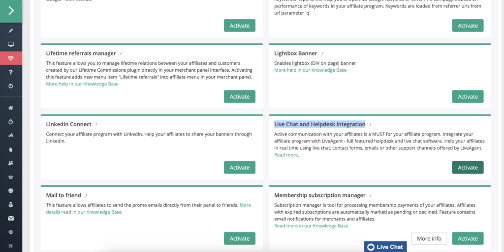 包含帮助台迁移的功能列表