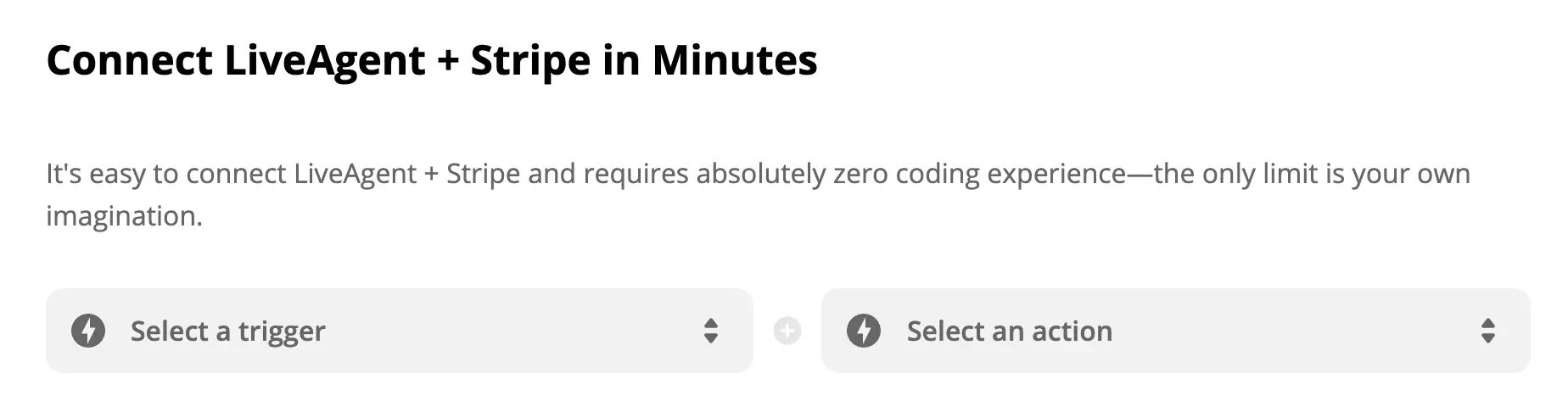 Zapier 上的 LiveAgent 和 Stripe 集成页面