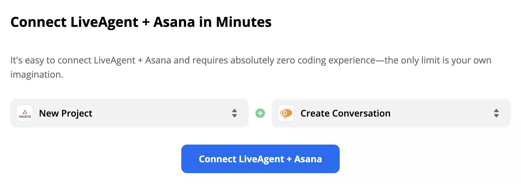 选定的Asana触发器和LiveAgent操作