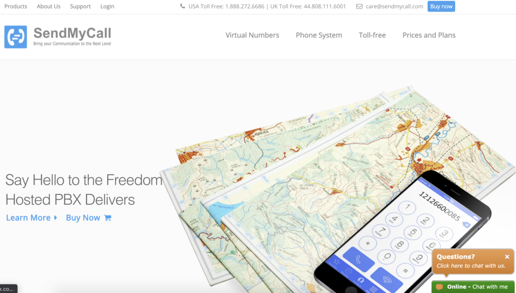 SendMyCall主页，右上角有立即购买按钮